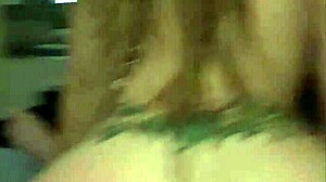 blonde rides cock in reverse cowgirl, orgasm explodes!