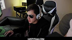 Horny stepsister Kenzie Madison deepthroats her stepbrother