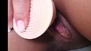 Blonde beauty reaches intense climax with favorite toy