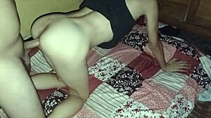 Amateur couple fucks doggystyle with big cock going deep