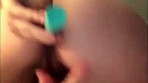 Cute chubby teen playing with her toys