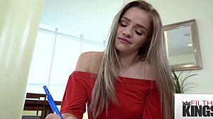 scarlett fall demonstrates her beginner skills in riding and doggystyle positions