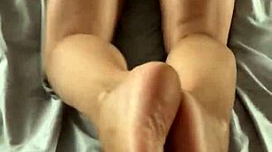 Hey, that hot ass wife gives a reverse footjob from her pov.