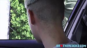 Gay Brothers Pick Up Random Big Black Cock For Bareback Fucking In Car