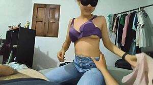 i bent over and sucked the teen 18+ latina prostitute's feet, deepthroating her colombian homemade cock