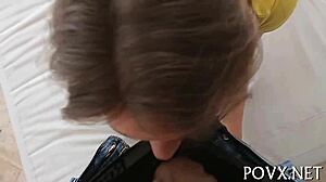 Gal bends over, inviting a hard fuck from behind