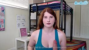 Redhead amateur teaches dick handling with toys on webcam
