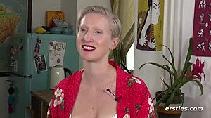 kinky veronica b fingers her pierced pussy in latex bdsm solo