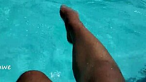 Feet splashing in the pool water?