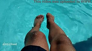 Feet splashing in the pool water?