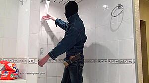 the master in blue jeans washing his feet in the bath 😏