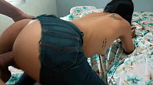 sexy big ass fucked with torn jeans