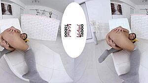 Kitty Rhapsody explores taboo pleasures with shaved pussy.