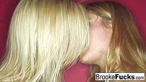 Brooke Brand and Aurora share an intriguing scene as blonde milf pornstars.