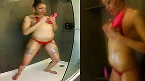 Mrs Jollies reviews HEATED TOY in shower, MASTURBATING with it.