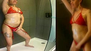 Mrs Jollies reviews HEATED TOY in shower, MASTURBATING with it.