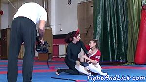 Small Tits Babe Wrestles in Lesbian Catfight with Oral Close-Ups, Amateur European Action