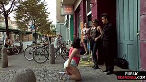 Dirty mature german woman humiliated and obedient in public