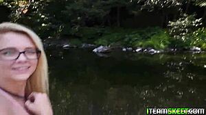 teen riley stars sweet pussy receives an outdoor fuck with cowgirl and facial.