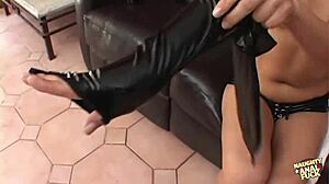 Latina Puts on High Heels and Butt Plug for Lover