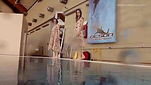 anna netrebko and lada poleshuk in bikinis underwater, big tits touching