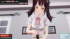 Intense Japanese hentai blowjob and handjob.