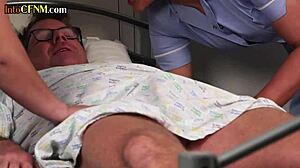 cfnm lingerie femdom nurses sucking patient cock in threesome