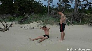 This summer features gay spanking scenes with muscular men in action