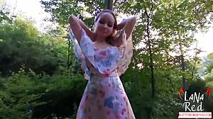 Busty Bitch Blowjob Outdoor with Big Dick and Cum Swallow