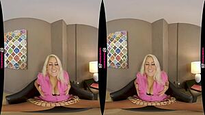 blonde british babe gives jerk off instructions in vr