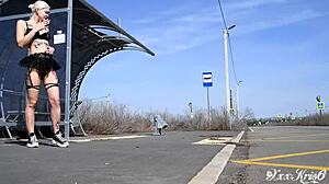 beautiful and sexy girl in lingerie walks the city streets, big boobs tattooed, gets blowjob outdoor sex, cum in mouth, amateur porn, inked bitch cumslut verified models