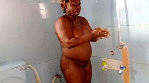 Ebony Amateur Engages In Solo Masturbation During Sex In The Bathroom.