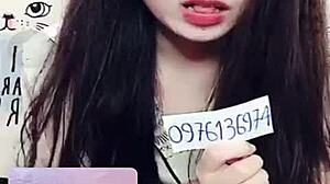 Jin Xinh Bunny live show with full face while talking