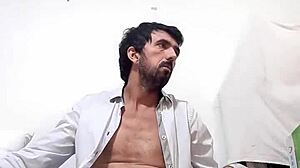 Naughty Guy With Huge Thick Cock In Transparent Black Underwear And Shirt, Giant Erect Cock Of 25 Cm Spurting Milk