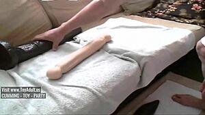 Intriguing large goose dildo scene