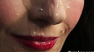 randy looker gets cumshot on face, eats all spunk 😋