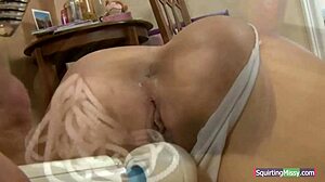 Russian babe squirts hard during intense anal pounding session