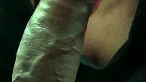 Close up lipstick blowjob on big black cock