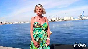 Eva the French mature with big tits fucks herself with a 70 years old man and an X movie star