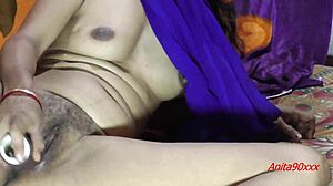 Indian Bhabhi Rides Vibrator Hard in Steamy Room for Hot Webcam Show.