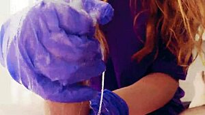 asmr masturbation in gloves leads to lots of cum 😏