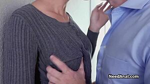 Curly Chocolate Girlfriend Takes Hard Anal