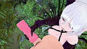 Hentai ASMR: In 3D cartoon there is a scene where the forest washes me of the semen