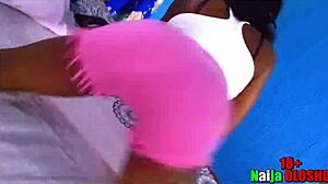 hot ebony babe teaches her girlfriend how to fuck using dancing moves, teasing with ass.