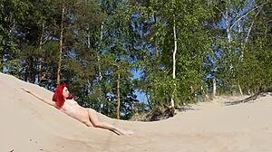 Naked Redhead Exposed Outdoors!