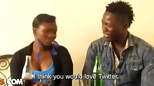 Horny african couple fucks in bathroom close-up