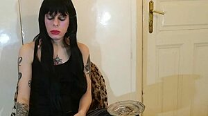 I am beth kinky, sexy goth domina smoking backstage
