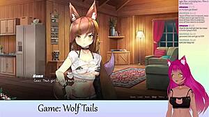 Vtuber Lewdneko Plays Wolf Tails Part 2 with Big Tits Lesbian Action