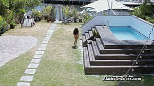 Black Teen Bounces on Thick Dick in Neon Bikini