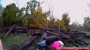 WOW! European babe SUCKS cock on hidden spycam outdoors!